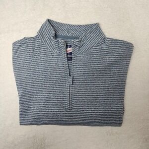 Johnnie-O Sweater Mens Large Blue Harvell Striped Quarter Zip Pullover JMK02140